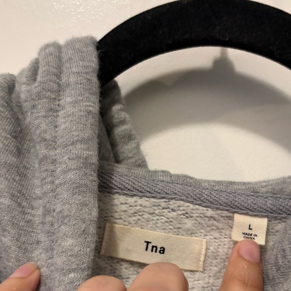 TNA Aritzia Gray Hoodie with Blue Script Logo - Large - Picture 3 of 4